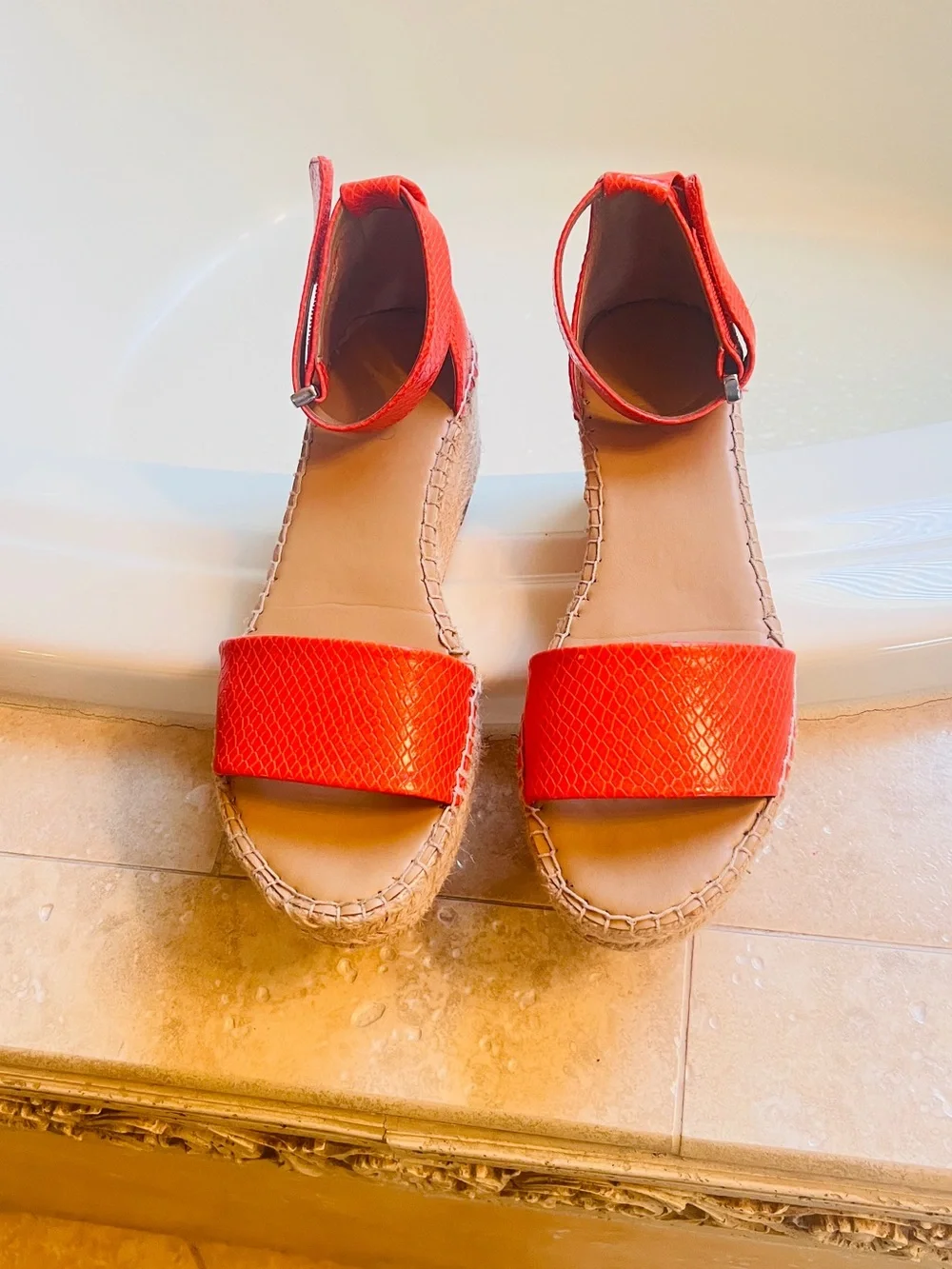 Franco Sarto Espadrille Wedge Sandals with Ankle Strap - Size 8